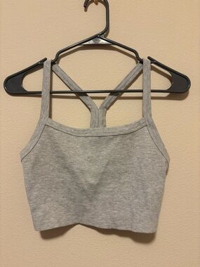 PacSun Light Gray Ribbed Crop Tank Top